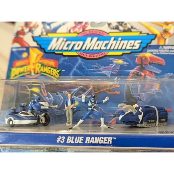 Vintage New Micro Machines Mighty Morphin Power Rangers Set #3 BLUE RANGER - Picture 4 of 9